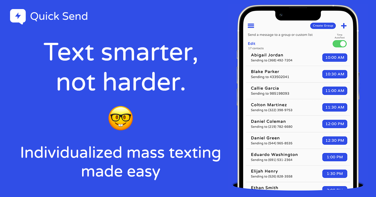 Quick send mass text message app