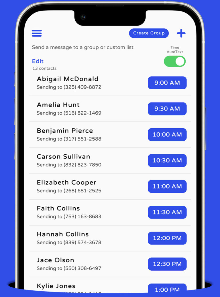 Quick send mass text message app